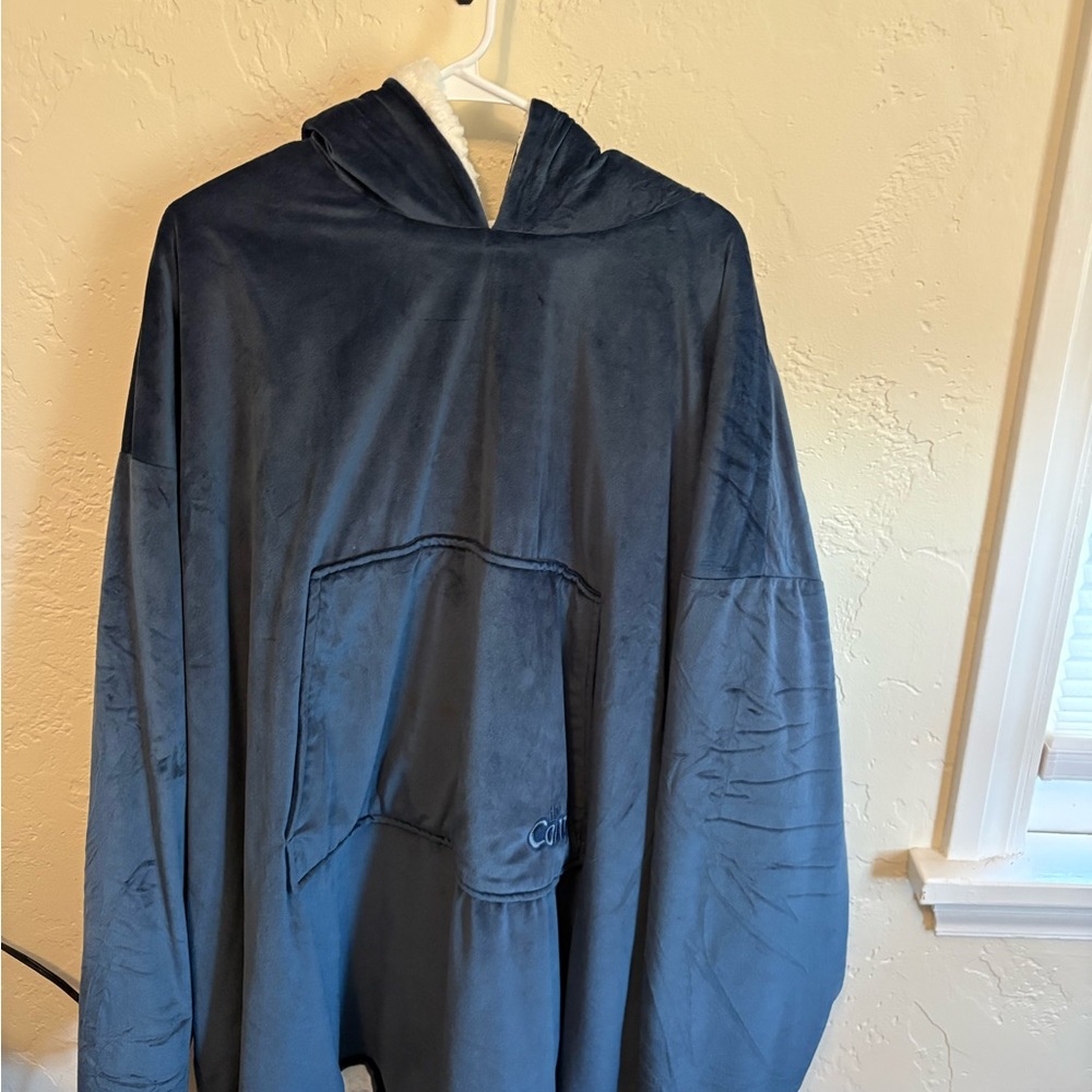 Comfy USA Plush Hooded Oversized Pullover - Navy